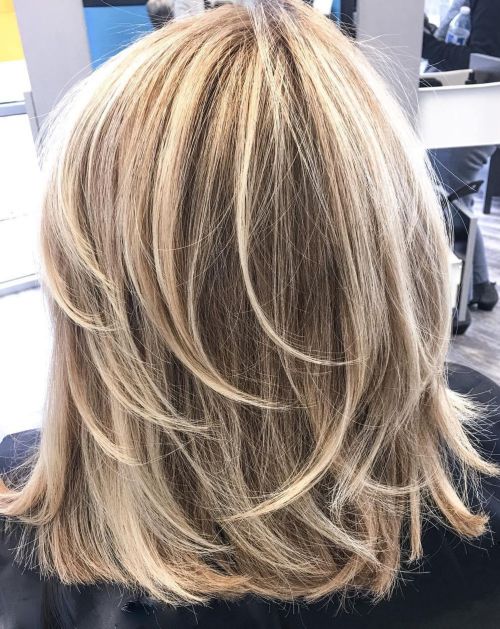 Blonde Lob With Feathered Layers