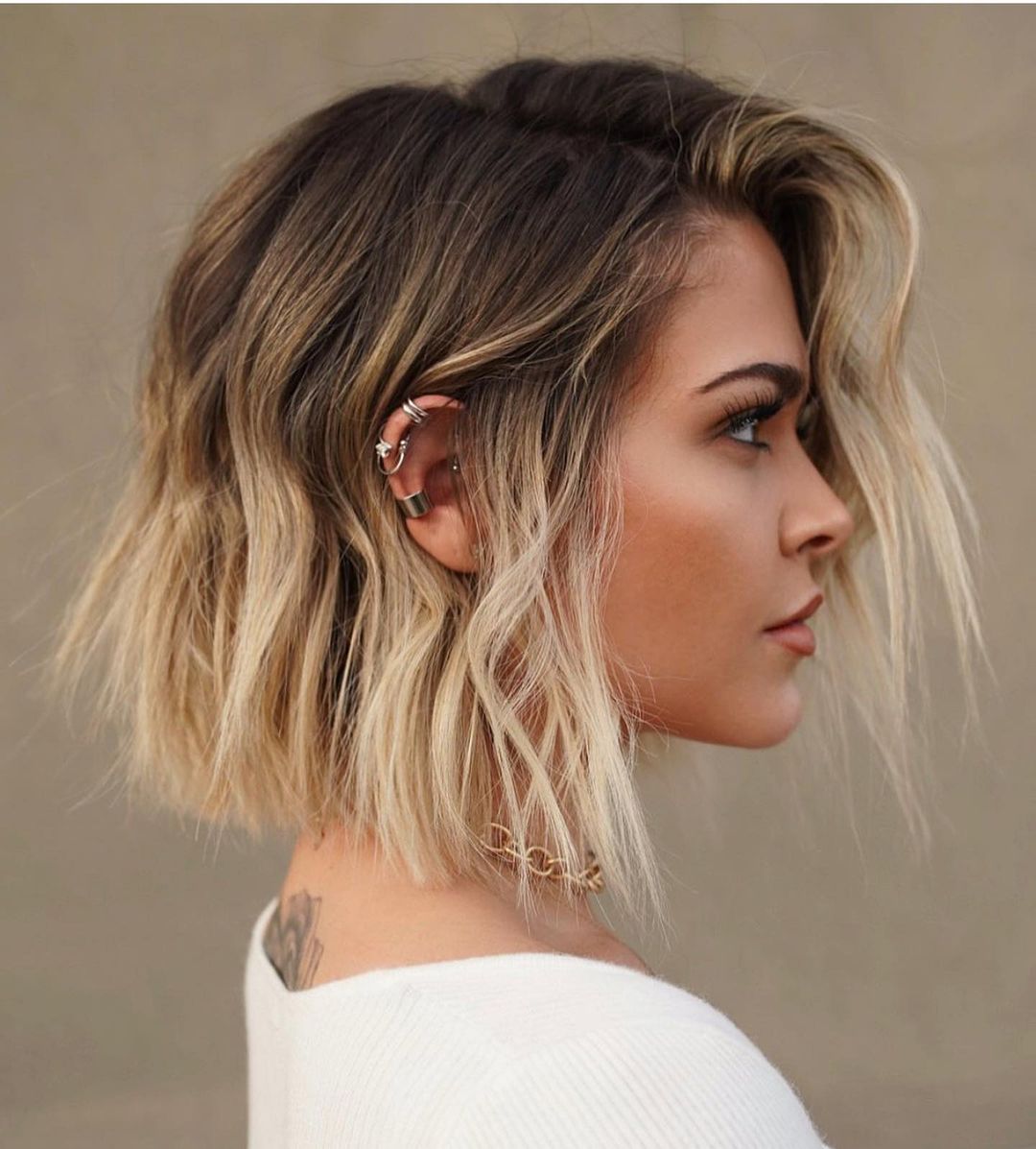 Brown Bob with Light Blonde Ombre