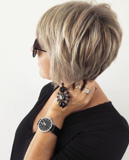 Over Fifty Long Ash Blonde Pixie