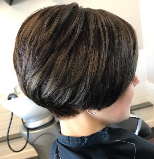 Short Stacked Brunette Cut With Layers