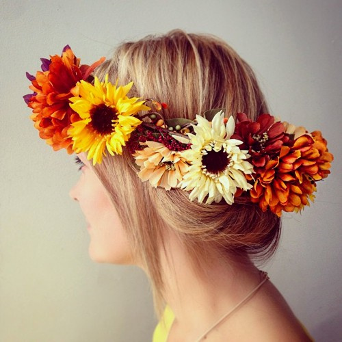 easy updo with fall flower crown