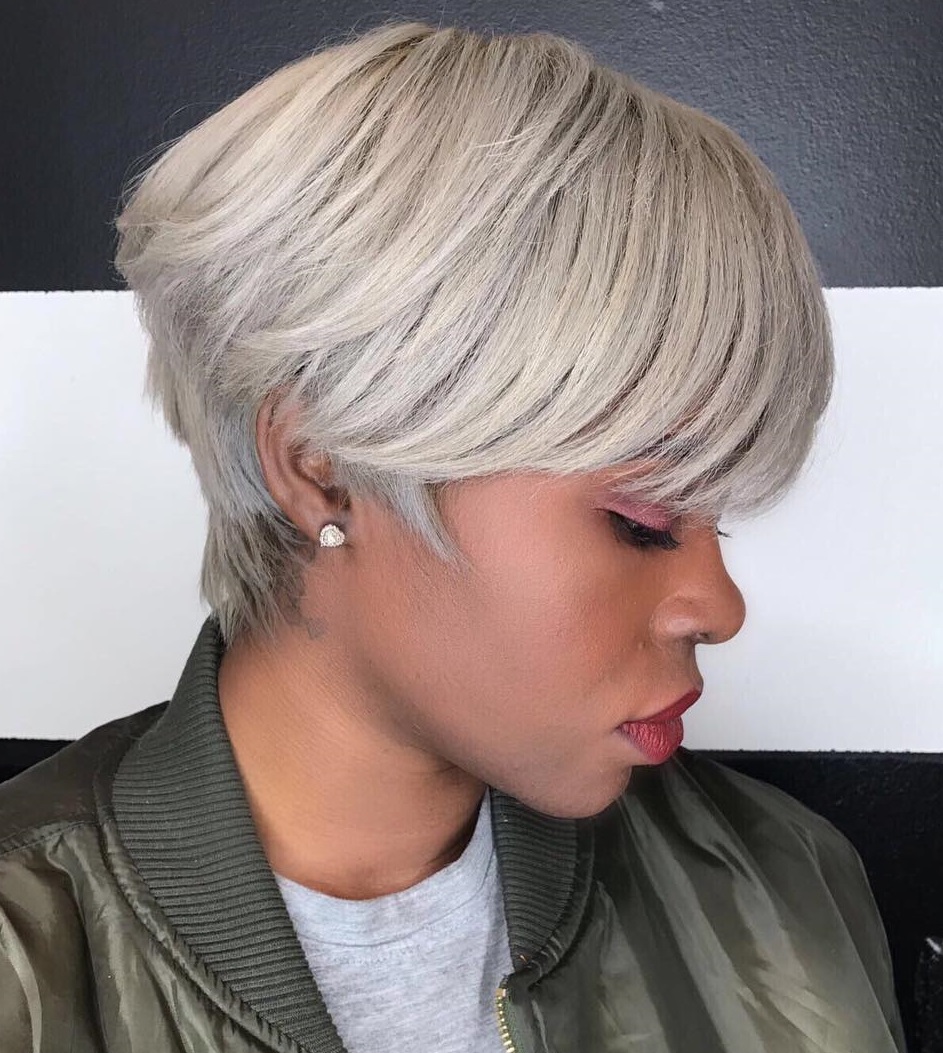 African American Short Ash Blonde Hairstyle