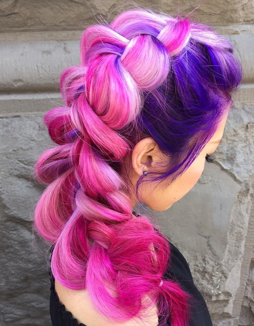 Pink And Purple Hair With Blonde Highlights