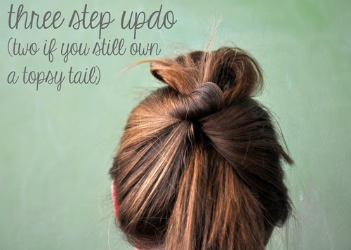 casual top knot updo for long hair