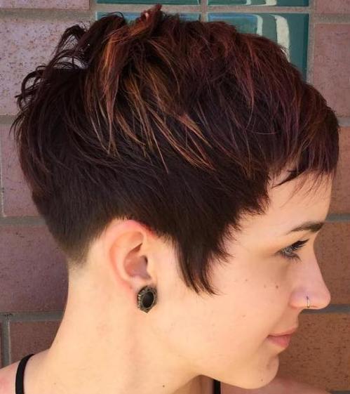 Brown Pixie With Highlights