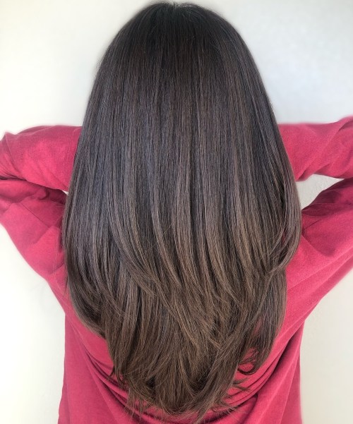 Long Brunette Straight Hair With Layers