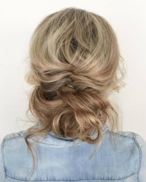 Messy Updo With A Braid And Bun