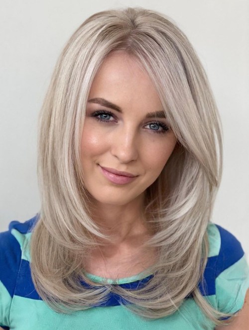 Modern Rachel Cut on Light Blonde Hair