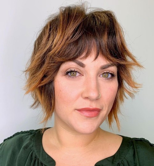 Modern Short Crop with Bangs and Highlights