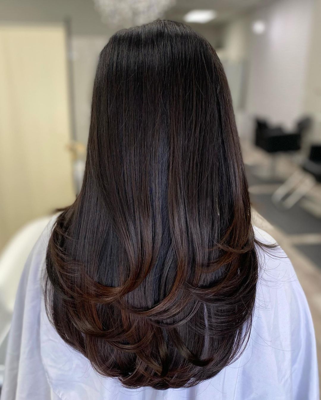 Smooth Dark Brown Hair with Flippy Ends