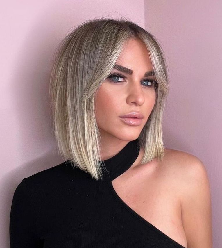 Straight Blonde Bob with Root Melt