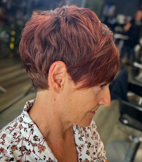 Wash and Wear Pixie with Side Swept Fringe for Older Women