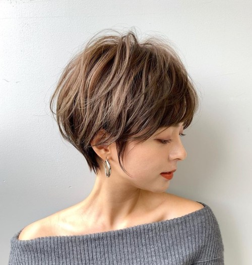 Asian Layered Ash Brown Pixie