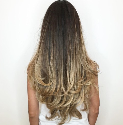 Extra Long Balayage Hairstyle With Layered Ends