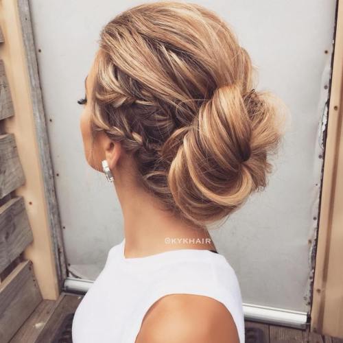 Loose Messy Bun With Side Braids