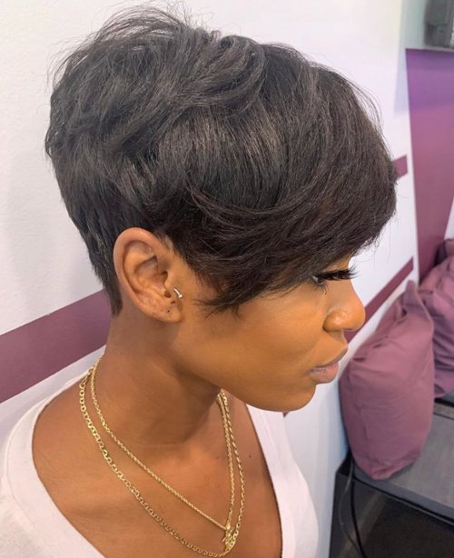 Tapered Feathered Pixie For Black Women