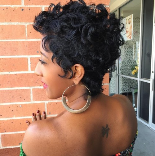 African-American Cute Curly Pixie