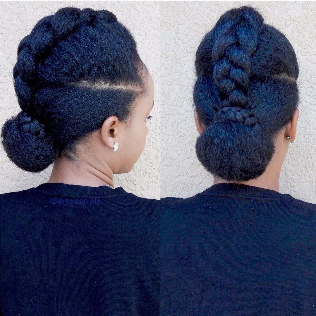 braid into bun updo for natural hair