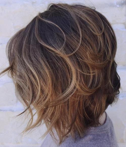 Brown Layered Bob With Subtle Highlights