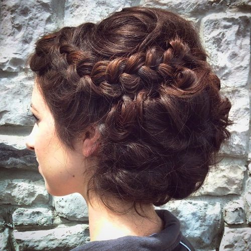 Curled and Twisted Prom Updo for Long Thick Hair