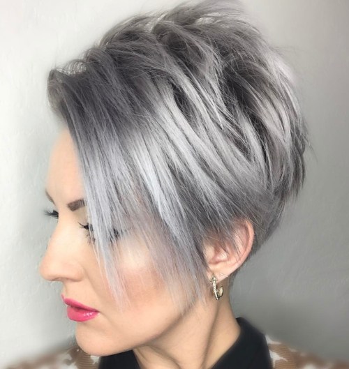 Gray Pixie Bob With Long Side Bangs