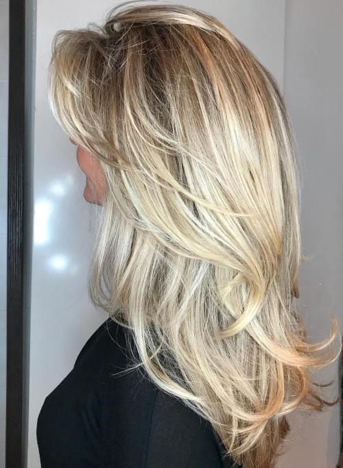 Long Layered Blonde Hair with Fringe