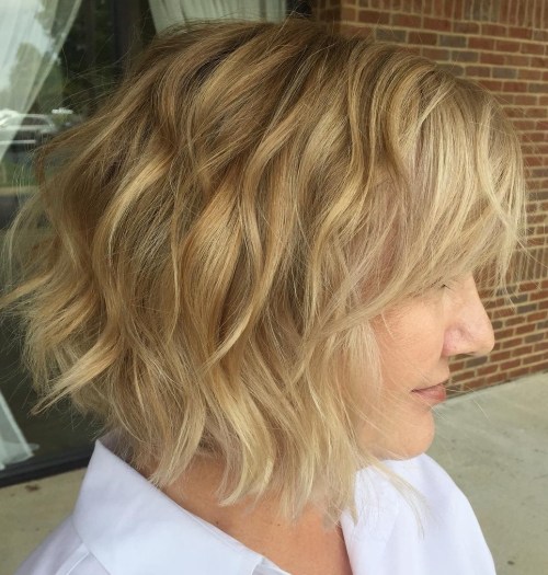 Wavy Bob Hairstyle for Women Over 50