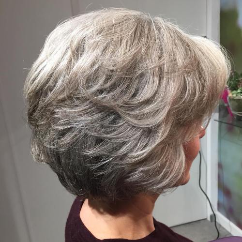 Short-to-Medium Layered Gray Haircut