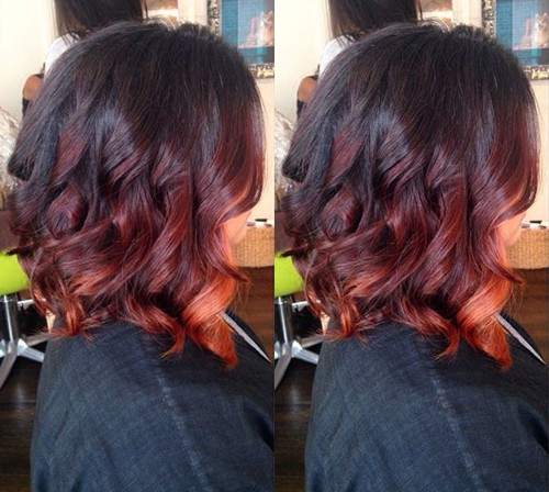 Black to Red Ombre Bob