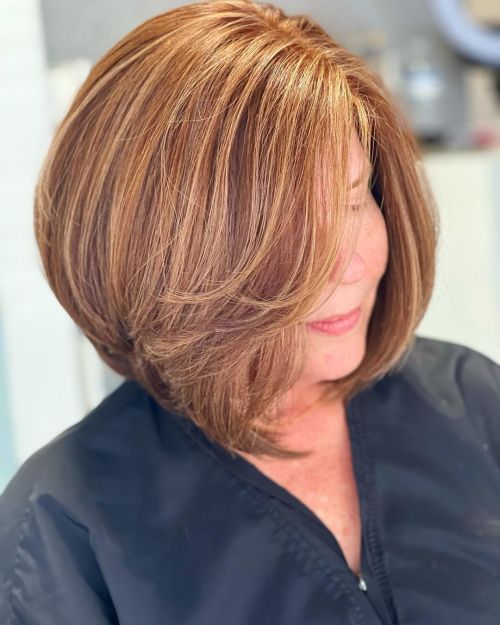 Long Rounded Bob with Chocolate and Blonde Balayage
