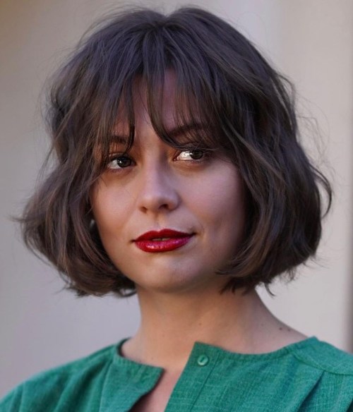 Messy Jaw-Length Bob with Bangs