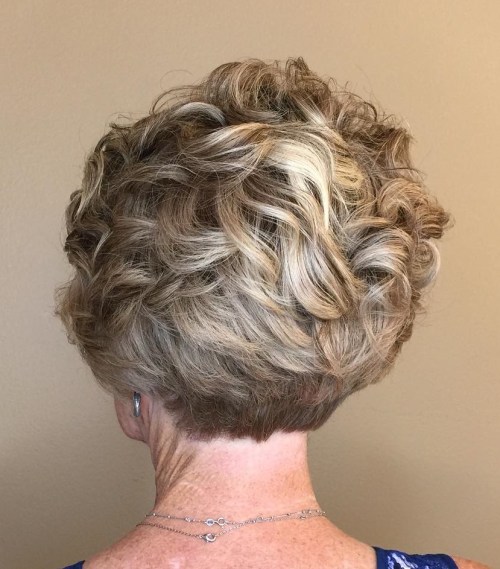 Over Fifty Curly Pixie With Stacked Nape