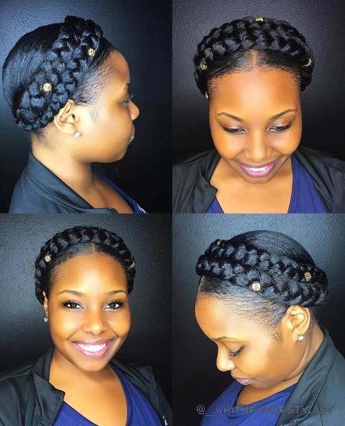 Protective Natural Hairstyle With A Double Braid