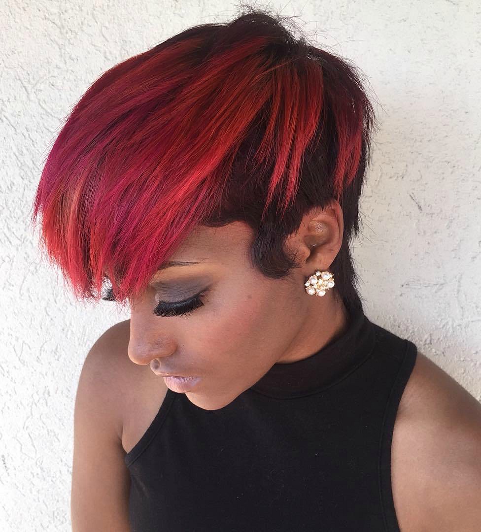Short Half Red Half Black Hairstyle
