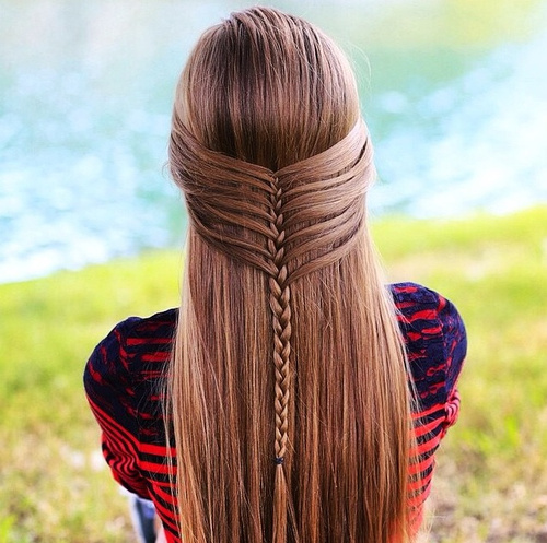 half up braided hairstyle for long hair