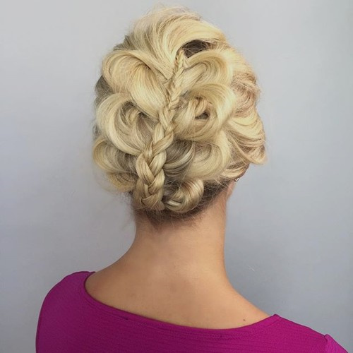 curly updo with a braid