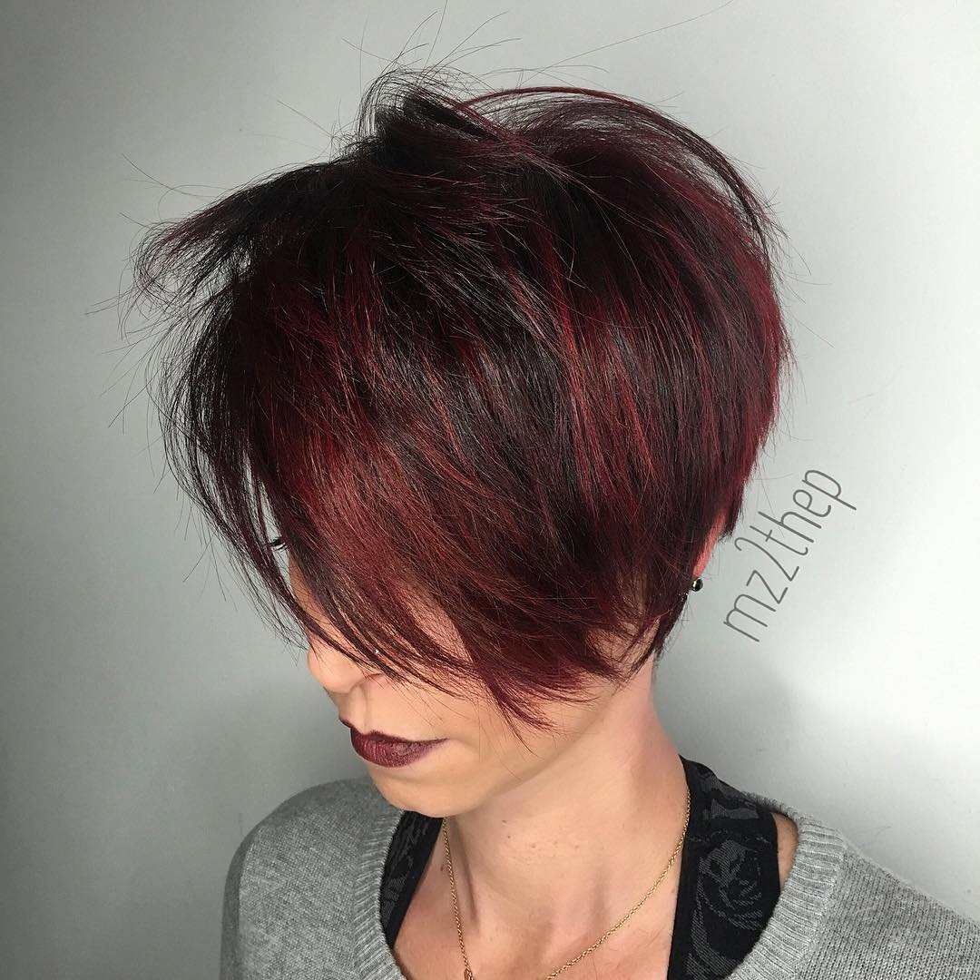 Long Shaggy Cherry Red Pixie