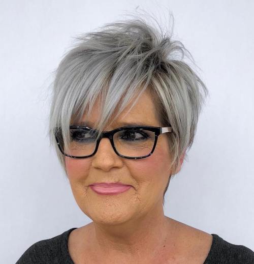 Shaggy Silver Pixie Over 50