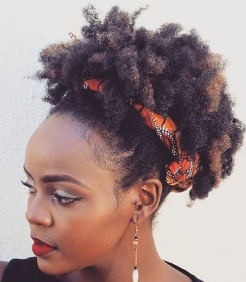 Short Afro With Caramel Highlights