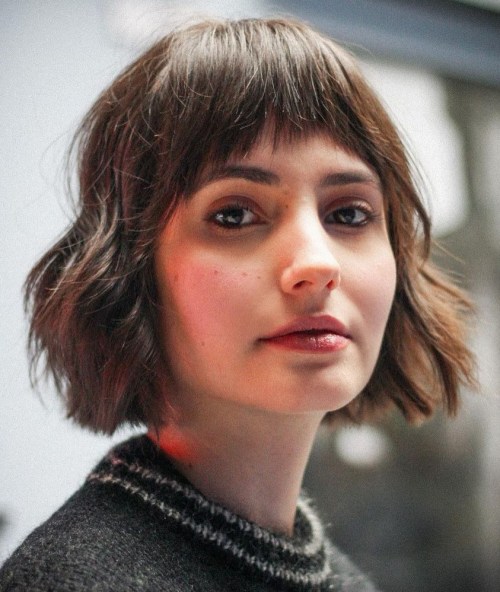 Short Curled Bob with Arched Bangs