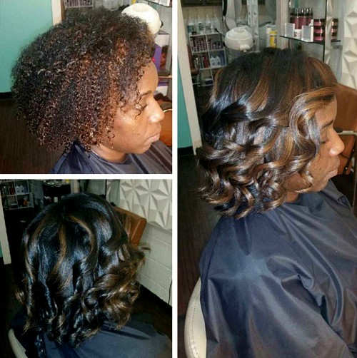 Bob with Highlights for Naturally Curly Hair