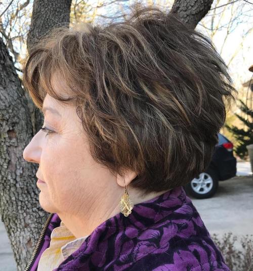 Short Layered Tousled Hairstyle Over 60