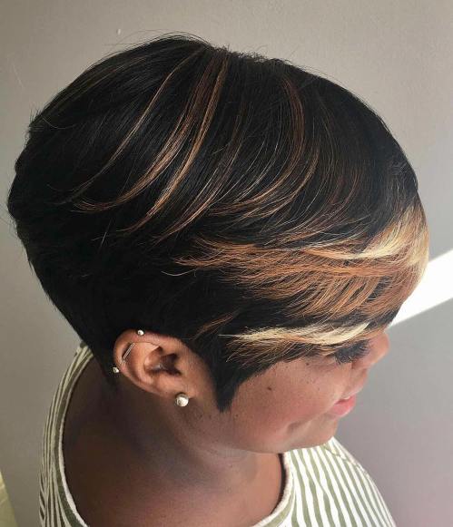 Short Tapered Haircut with Highlights In Bangs