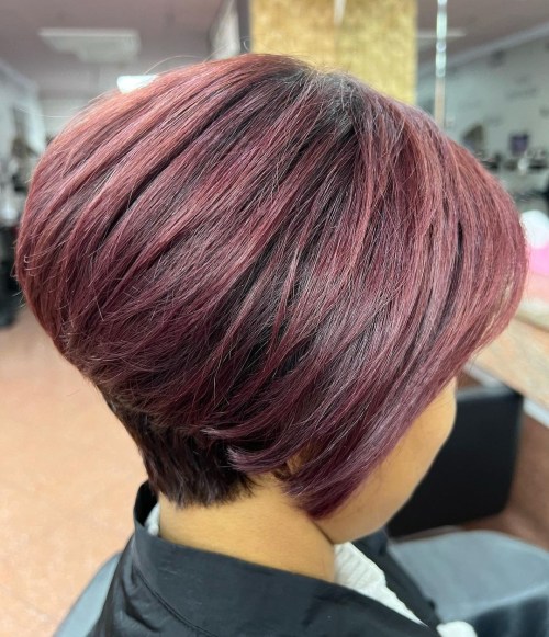 Wedge Cut with Burgundy Highlights