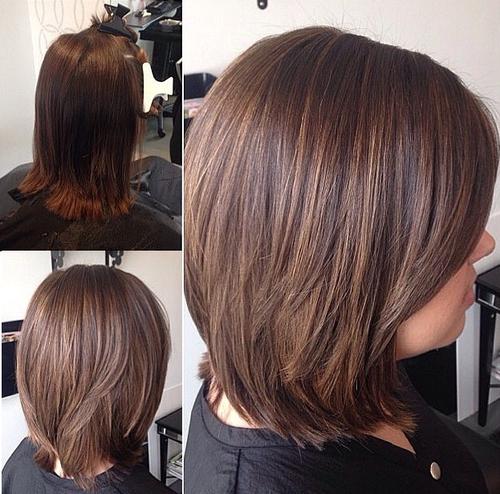 long layered bob with subtle highlights