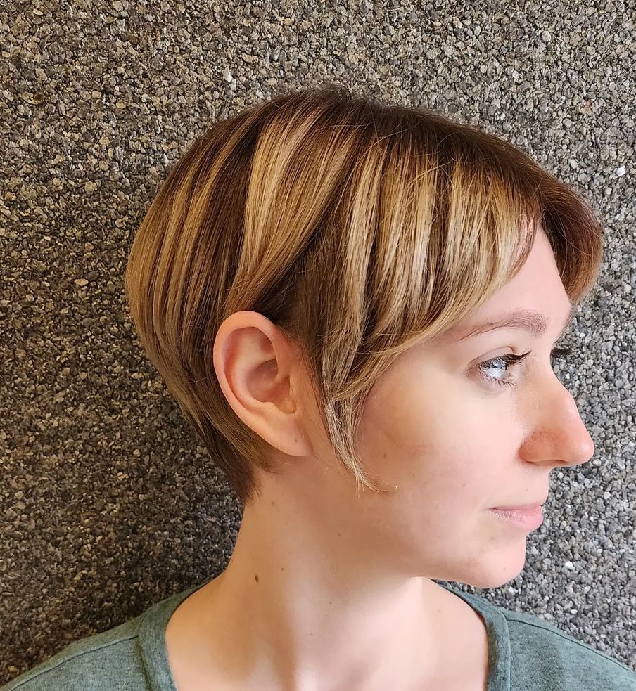 Long Straight Pixie with Curtain Bangs