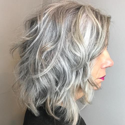 Medium Layered Gray Hairstyle