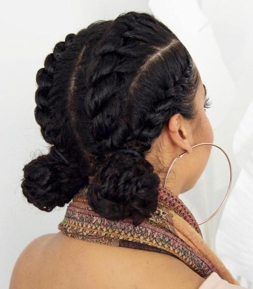 Two Low Buns Protective Updo