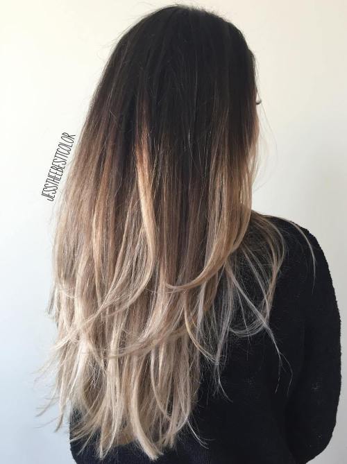 Black To Ash Blonde Ombre Hair