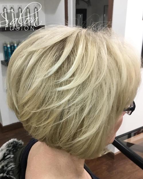 Blonde Feathered Bob For Thin Hair